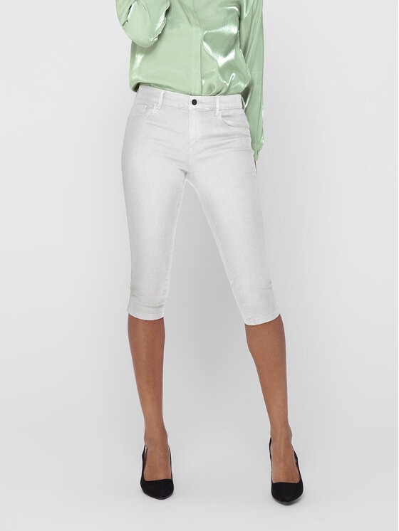 ONLY ONLY Capri kalhoty 15136463 Bílá Slim Fit