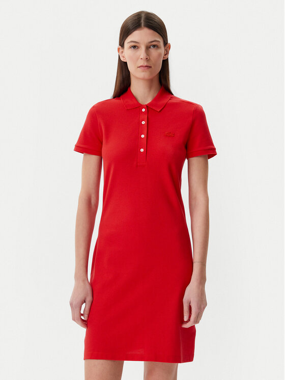 Lacoste Lacoste Haljina za svaki dan EF5473 Crvena Slim Fit
