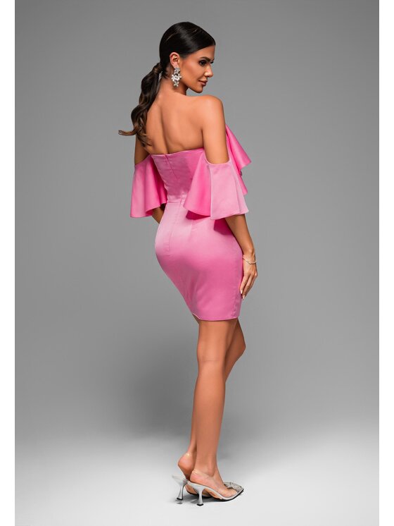 Ombre Ombre Sukienka koktajlowa LA-OM-DLR066 Różowy Regular Fit