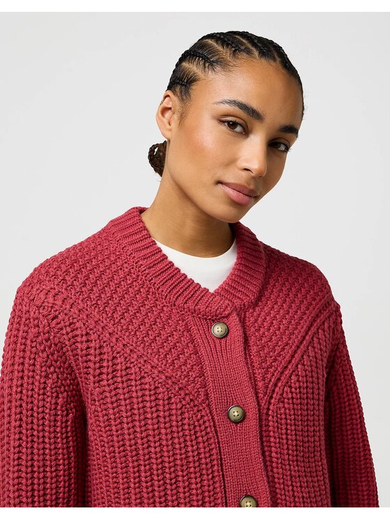 Wrangler Wrangler Sweter WESTERN CARDIGAN Czerwony Regular Fit