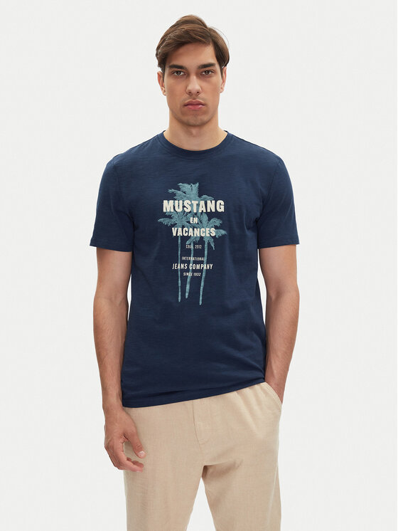 Mustang Mustang T-Shirt Austin 1016490 Granatowy Regular Fit