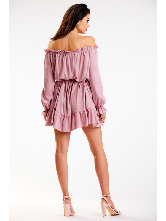 Awama Awama Sukienka letnia A578 Różowy Basic Fit