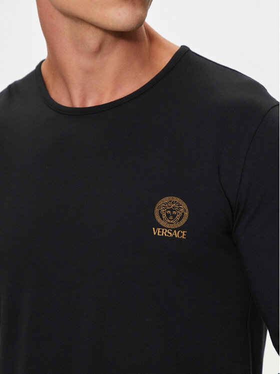 Versace Versace Marškinėliai ilgomis rankovėmis AUU01007 1A10011 Juoda Regular Fit