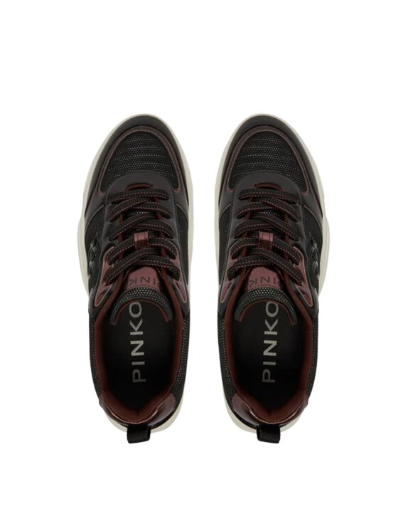 PINKO PINKO Sneakersy SS0211P181 ALBA 03 - SNEAKER CALF LEATHER/MESH/PRINTED CALF Czarny