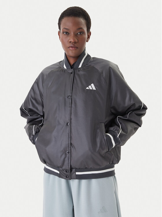 adidas Geacă bomber Stadium JZ6919 Gri Loose Fit