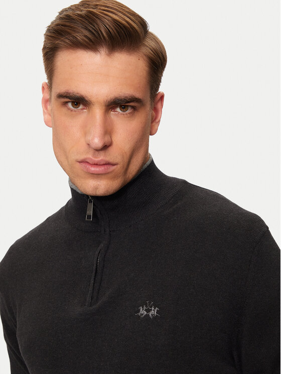 La Martina La Martina Pulover ZMS003 YW091 Gri Regular Fit
