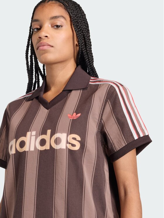 adidas adidas Koszulka techniczna TWILL FOOTBALL JERSEY Brązowy ciemny Loose Fit