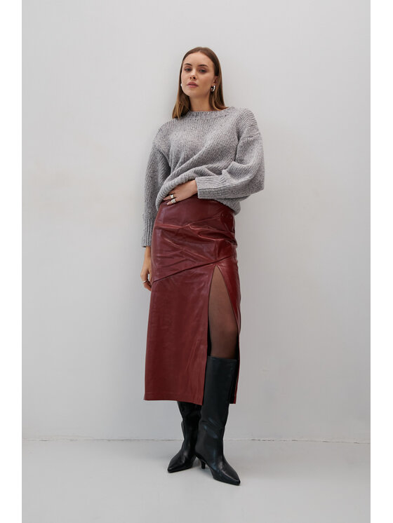 Fobya Fobya Sweter F2055 Szary Basic Fit