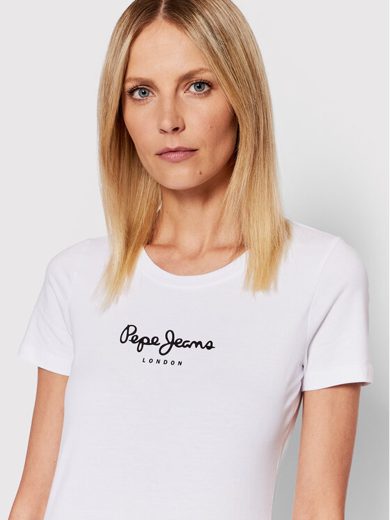 Pepe Jeans Pepe Jeans Tričko New Virgina PL505202 Biela Slim Fit