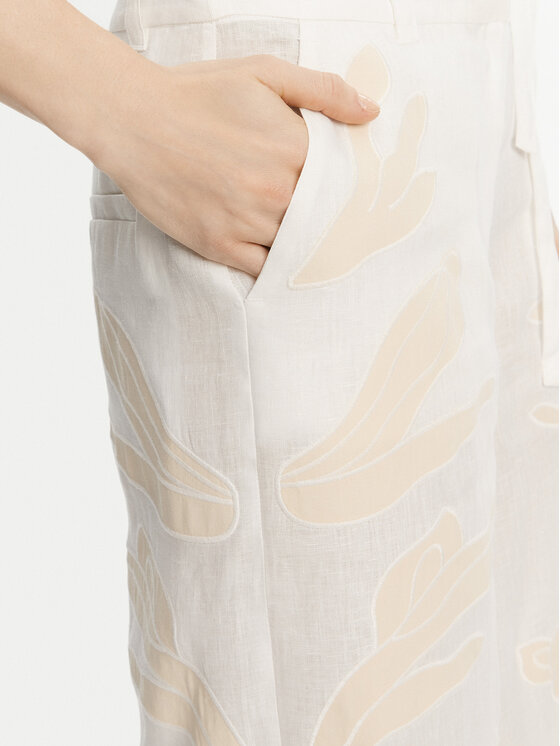 Marella Marella Kalhoty z materiálu Kadiak 2513131212 Bílá Wide Leg
