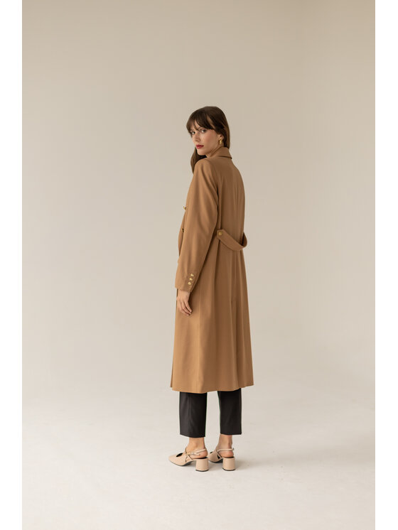 Entelier Entelier Trencz trencz dwurzędowy Beżowy Comfortable Fit