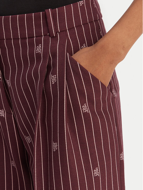 HUGO HUGO Hlače iz tkanine Haviri 50554419 Bordo rdeča Relaxed Fit