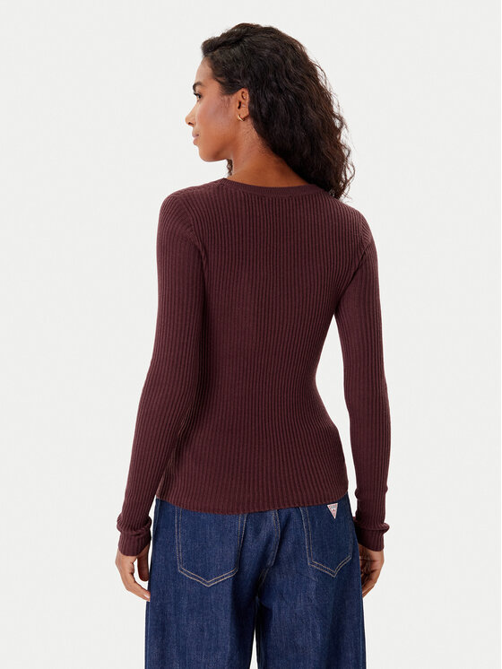 Guess Guess Pletena jopica W5BR16 Z3OW2 Bordo rdeča Slim Fit
