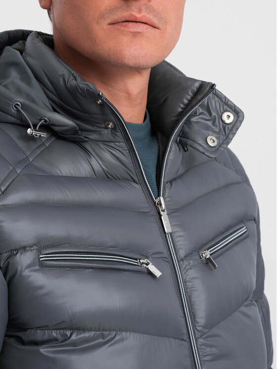 Ombre Ombre Kurtka zimowa OM-JAHP-22FW-010 Czarny Regular Fit