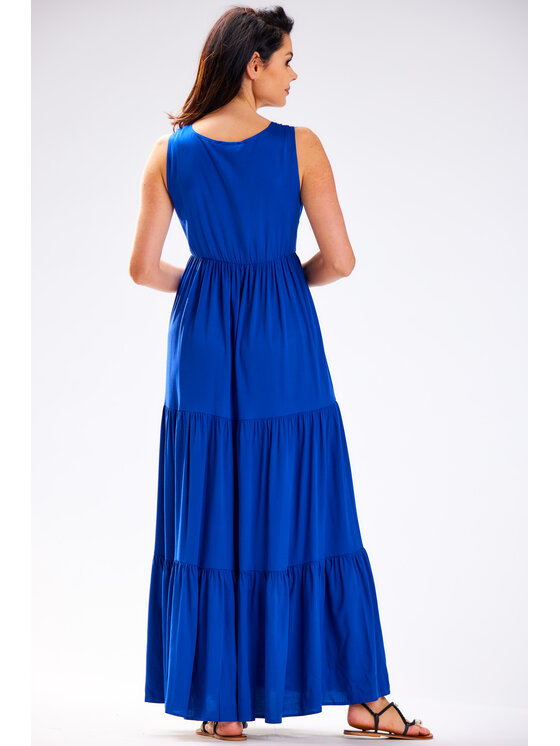 Awama Awama Sukienka letnia A581 Niebieski Basic Fit