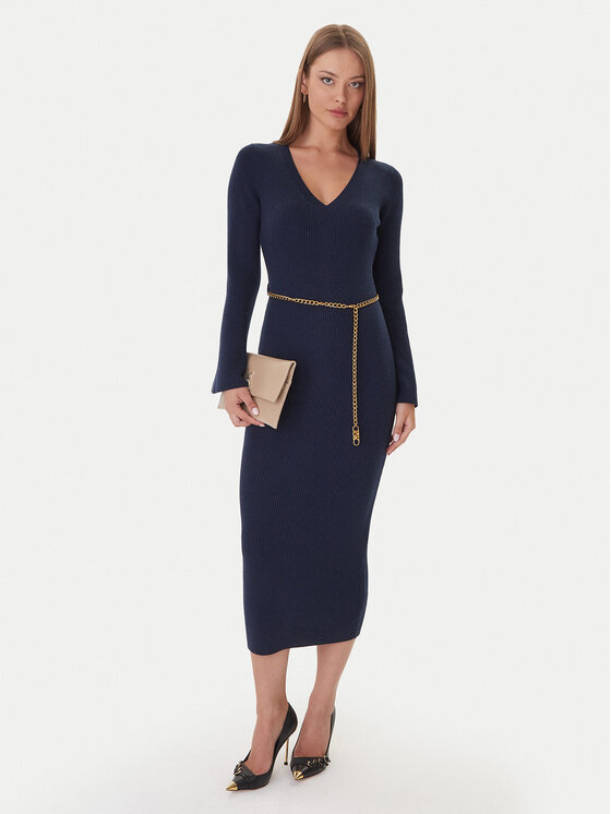 MICHAEL Michael Kors MICHAEL Michael Kors Плетена рокля MF5835G4VR Тъмносин Slim Fit