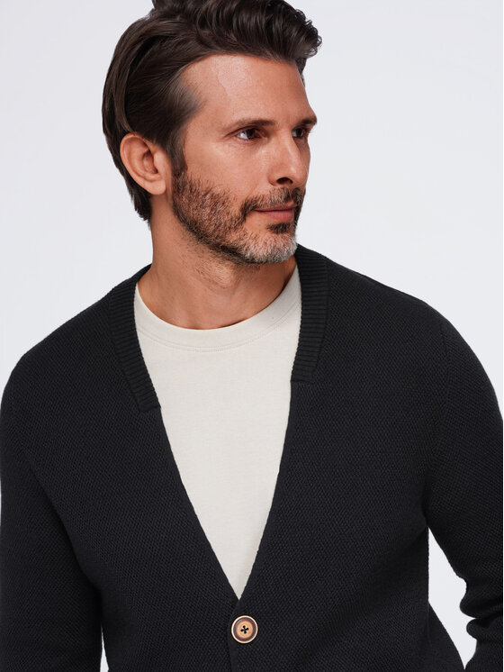 Ombre Ombre Kardigan OM-SWCD-0109 Czarny Regular Fit