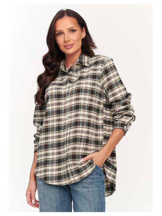 Makadamia Makadamia Koszula C75 Brązowy Loose Fit