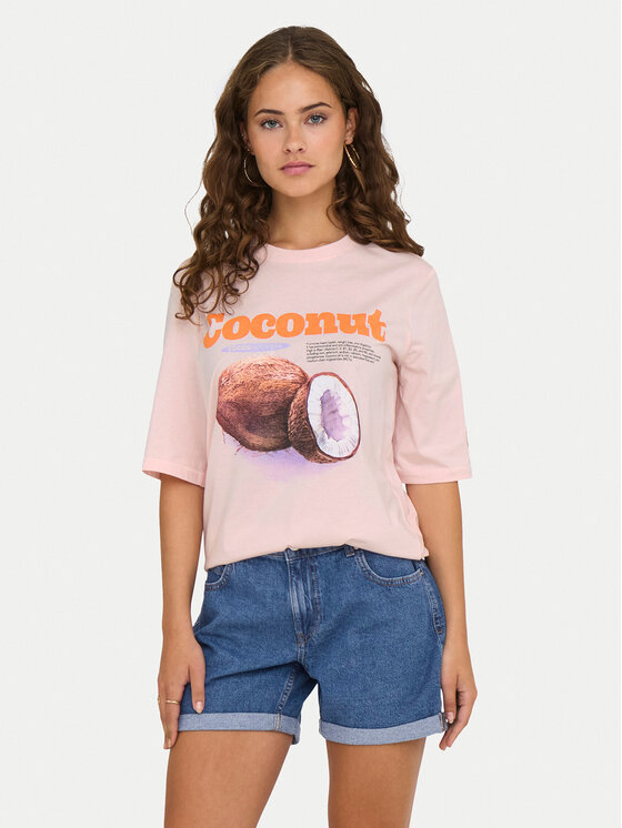 ONLY T-Shirt Phoebe 15351369 Różowy Regular Fit