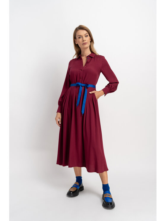 CLICK CLICK Sukienka codzienna 60-6055 Bordowy Classic Fit