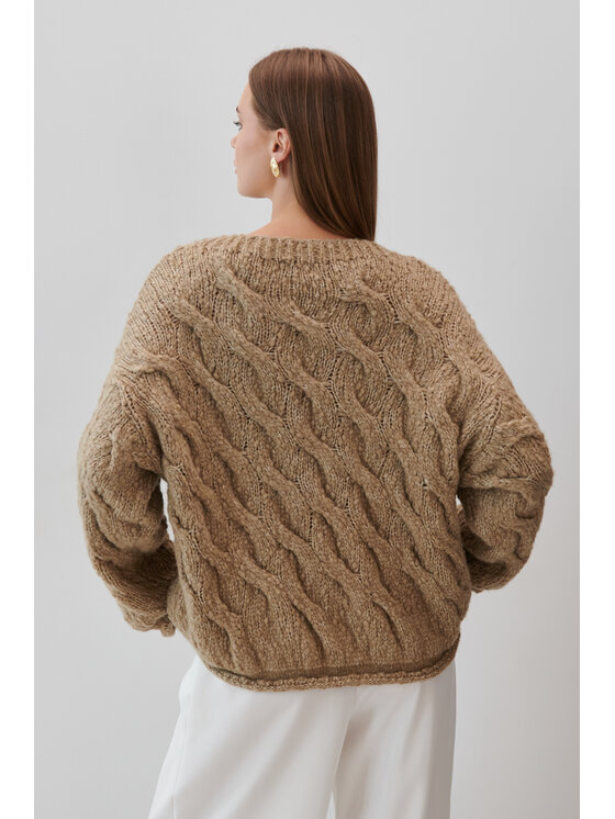 Fobya Fobya Sweter F1767 Brązowy Basic Fit