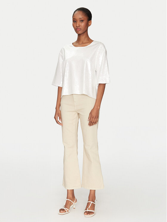 Marella Marella Tričko Gardone 2513971024 Écru Boxy Fit