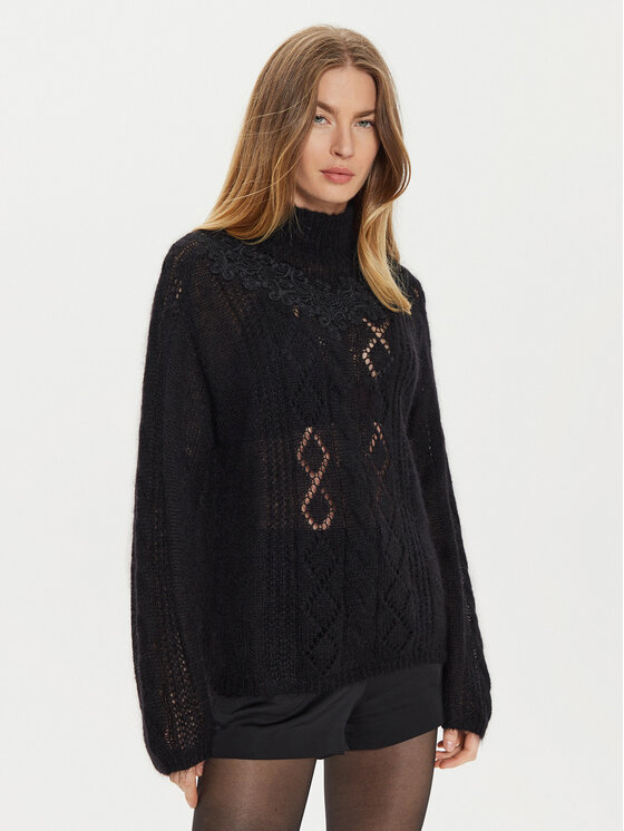TWINSET Rolák 242TP3420 Čierna Loose Fit