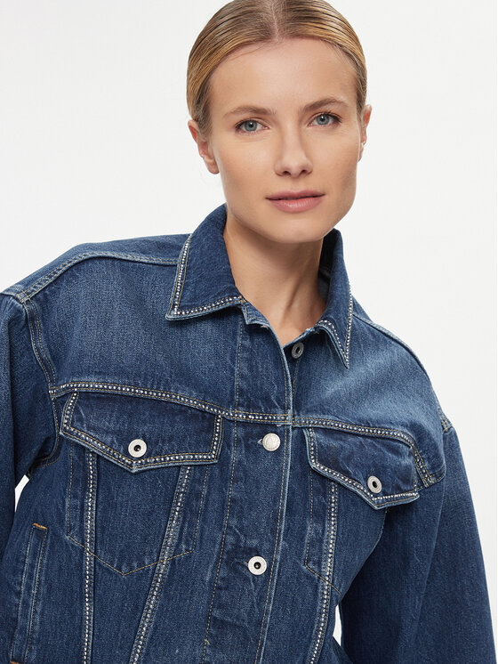 Pepe Jeans Pepe Jeans Geacă de blugi Turner Sparkle PL402328 Bleumarin Relaxed Fit