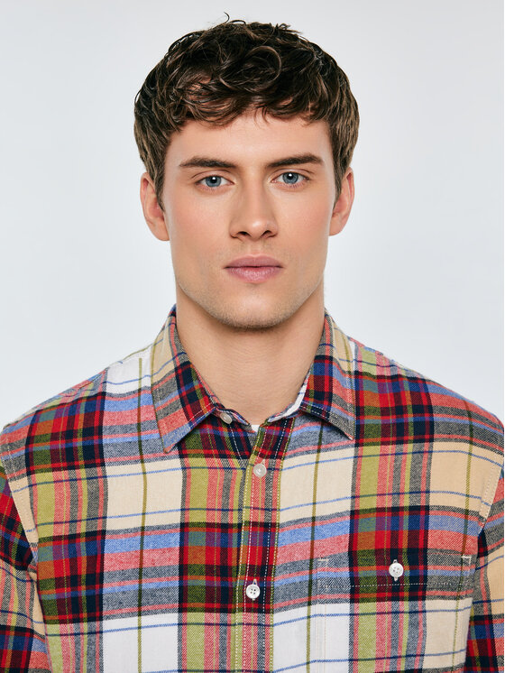 BIG STAR BIG STAR Koszula FLANENO Czerwony Basic Fit