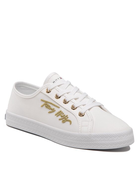 Tommy Hilfiger Tommy Hilfiger Teniși Essential Gold Th Sneaker FW0FW06122 Alb