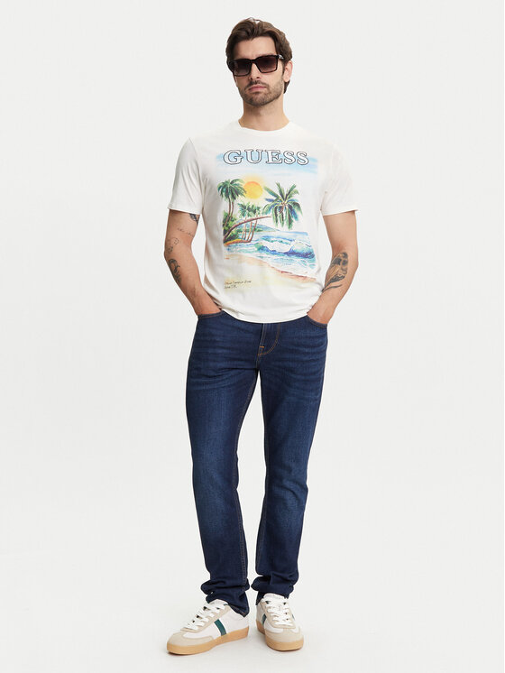 Guess Guess Tričko M5YI38 KBW41 Écru Regular Fit
