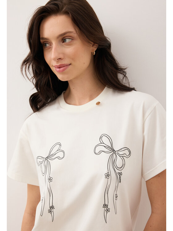 BIZUU BIZUU T-Shirt BOW Bílá Standard Fit