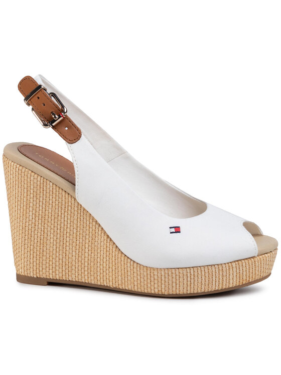 Espadrile Tommy Hilfiger Iconic Elena Sling Back Wedge FW0FW04789 Écru