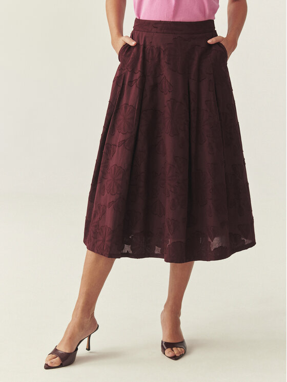 TATUUM TATUUM Spódnica midi TAFTIKO 2 Bordowy Flare Fit