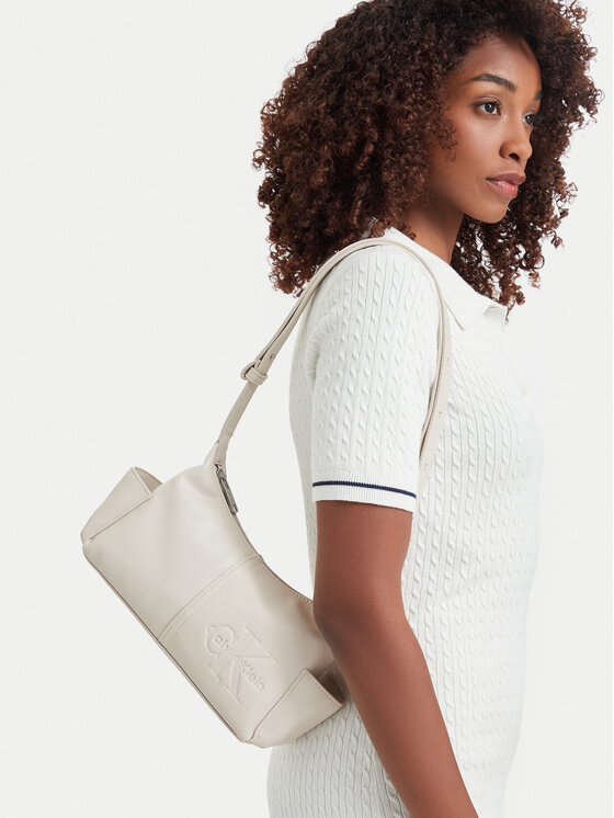Calvin Klein Calvin Klein Torebka Pockets Monologo Crossbody LV04F3687G Kremowy