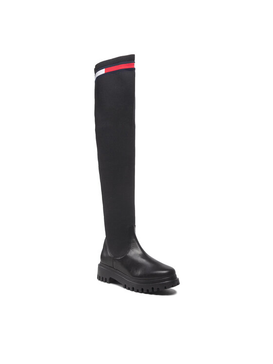 Tommy Jeans Tommy Jeans Combcsizma Knit Overknee Boot EN0EN01830 Fekete