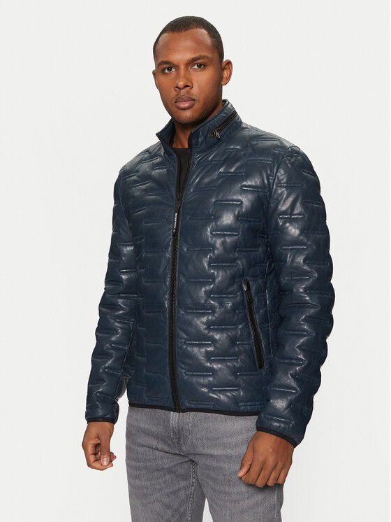 Milestone Milestone Шкіряна куртка Aversa 99101960080 Cиній Regular Fit