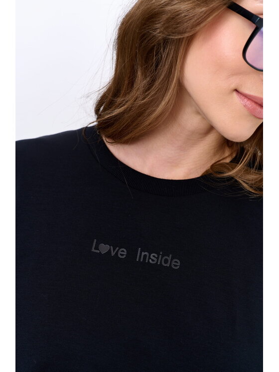 blue shadow blue shadow T-Shirt Love Inside Czarny Regular Fit