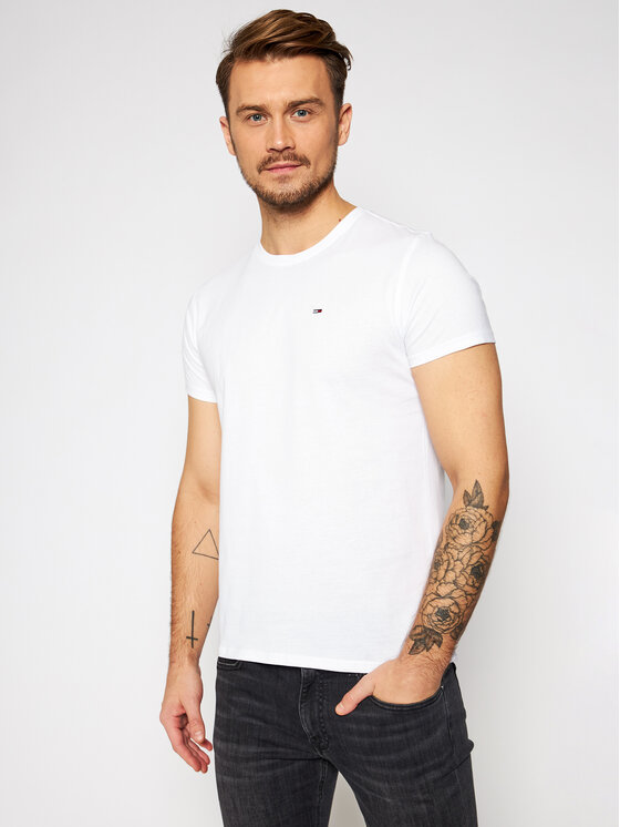 Tommy Jeans Tommy Jeans Tricou DM0DM04411 Alb Slim Fit