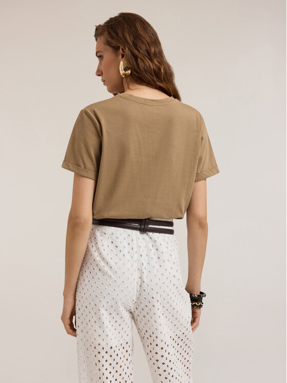 Motivi Motivi T-Shirt G345W003392N022 Brązowy Regular Fit