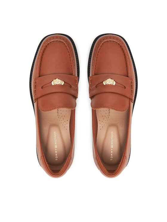 Tommy Hilfiger Tommy Hilfiger Mokasíny Crest Squarish Toe Penny Loafer FW0FW08633 Hnědá