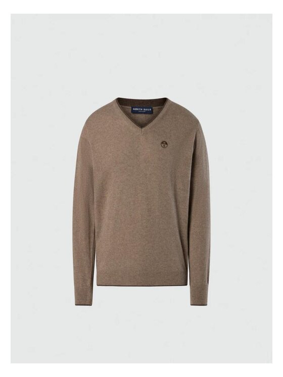 North Sails North Sails Sweter Maglione con scollo a V Brązowy Regular Fit