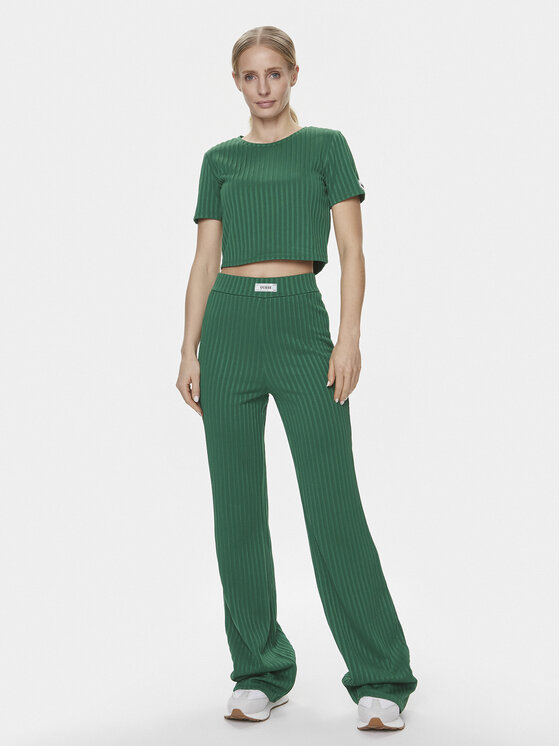 Guess Guess Marškinėliai Anneka Crop Tee V4RI02 KC2U2 Žalia Cropped Fit