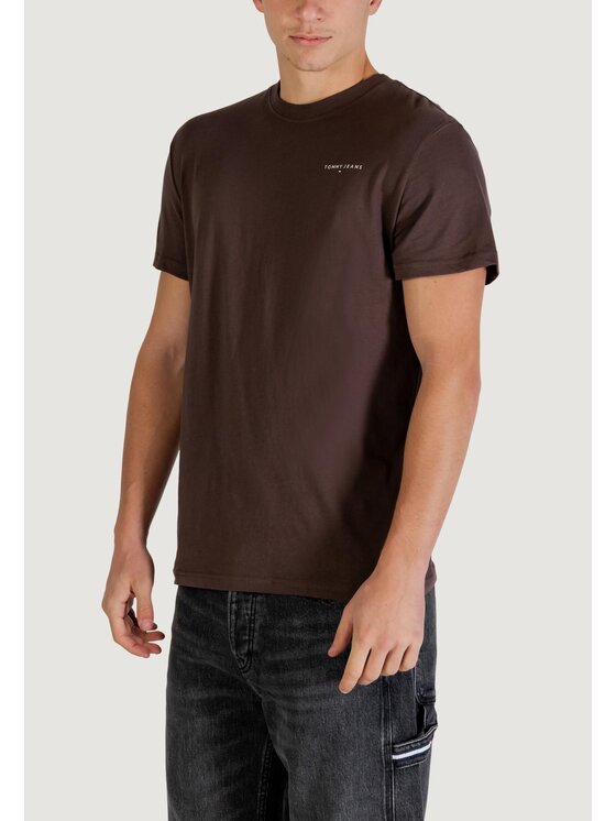 Tommy Jeans Tommy Jeans T-Shirt TJM SLIM LINEAR CHES Καφέ Slim Fit
