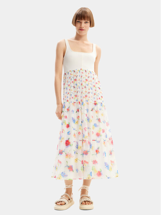 Desigual Desigual Ljetna haljina Vancouver 24SWVK58 Bijela Regular Fit