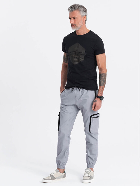 Ombre Ombre Joggers kalhoty OM-PAJO-0135 Šedá Cargo Fit