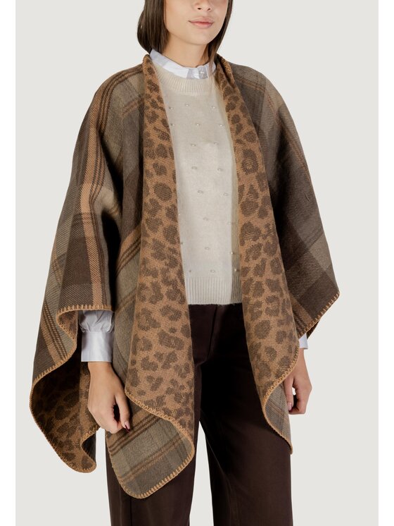 Pieces Pieces Mantella Pcjalina Poncho Reversable Bc Marrone Casual Fit