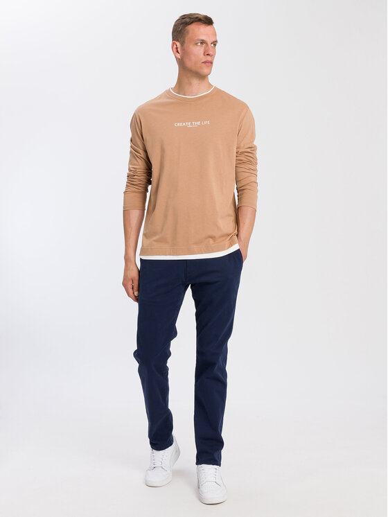 Cross Jeans Cross Jeans Longsleeve 15884-082 Brązowy Regular Fit
