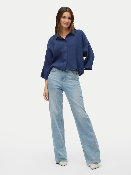 Vero Moda Vero Moda Koszula Natali 10279685 Granatowy Standard Fit