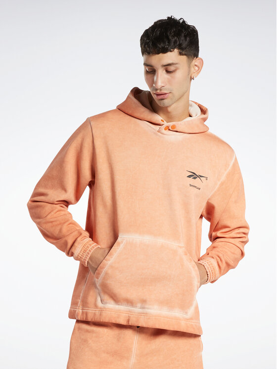 reebok sweatshirt reebok basketball court top bi-dye fleece hoodie hm4092 orange regular fit